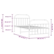 vidaXL Rectangular Powder-Coated Steel Single Bed Frame in White
