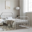 vidaXL Rectangular Powder-Coated Steel Single Bed Frame in White