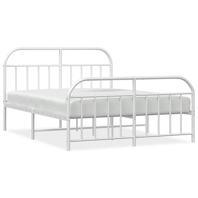vidaXL Steel Full/Double Bed Frame in White
