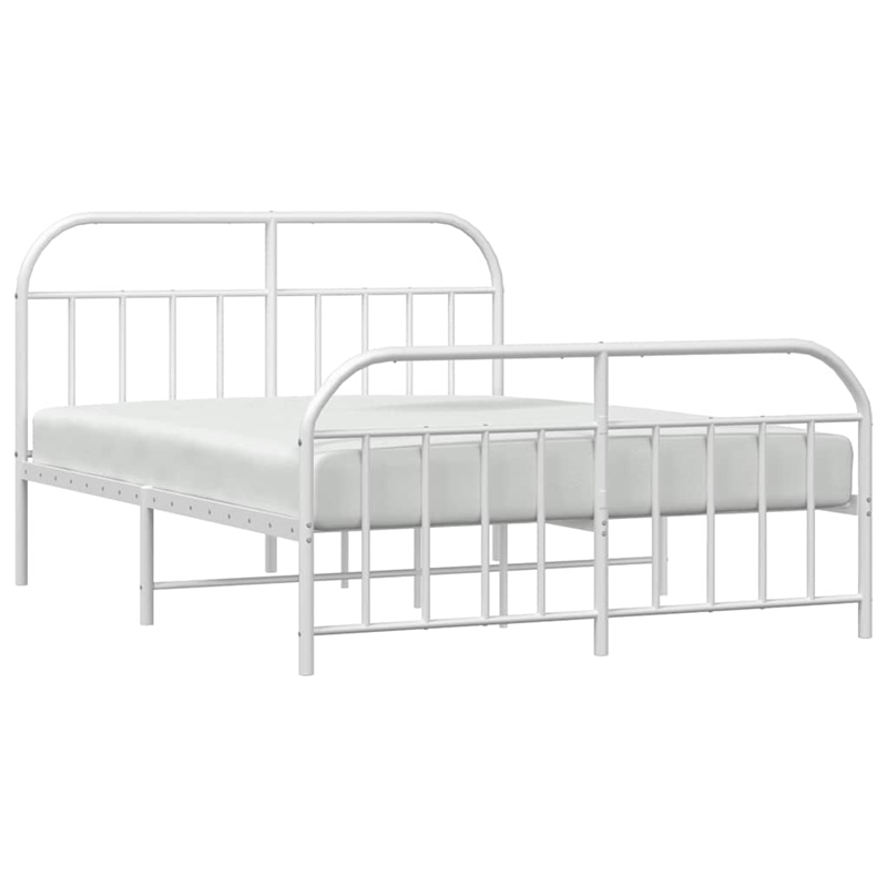 vidaXL Steel Full/Double Bed Frame in White