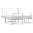 vidaXL Powder-Coated Steel King Size Bed Frame in White