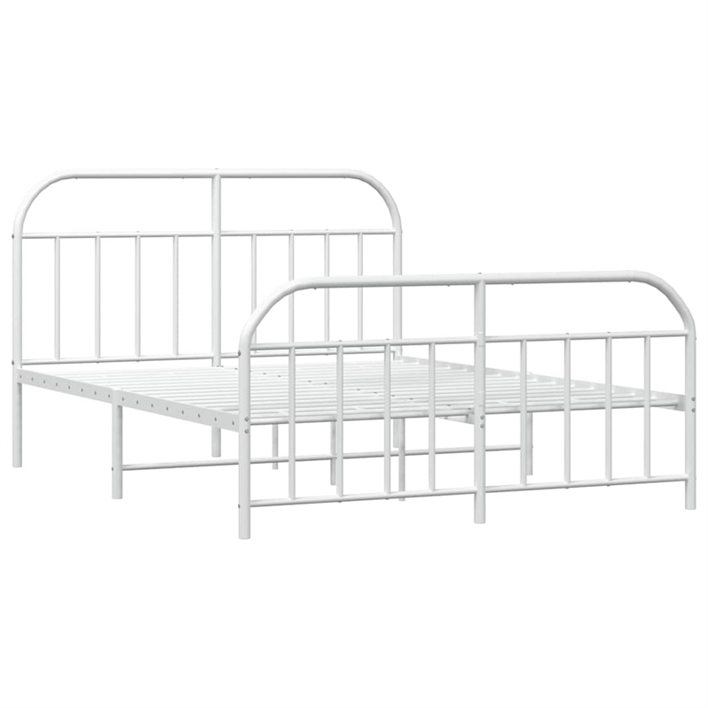 vidaXL Powder-Coated Steel King Size Bed Frame in White