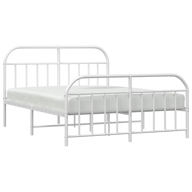 vidaXL Powder-Coated Steel King Size Bed Frame in White