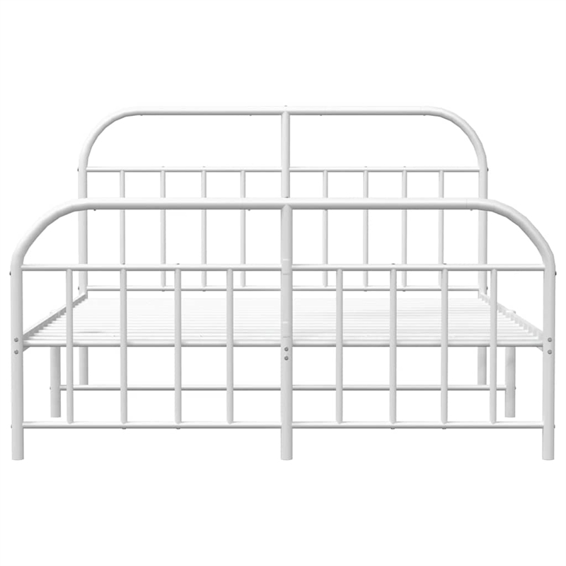 vidaXL Powder-Coated Steel King Size Bed Frame in White