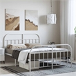 vidaXL Powder-Coated Steel King Size Bed Frame in White