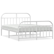 vidaXL Rectangular Powder-Coated Steel Full Bed Frame in White