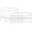 vidaXL Rectangular Powder-Coated Steel Full Bed Frame in White
