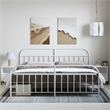 vidaXL Powder-Coated Steel King/Double Bed Frame in White
