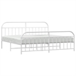 vidaXL Powder-Coated Steel King/Double Bed Frame in White