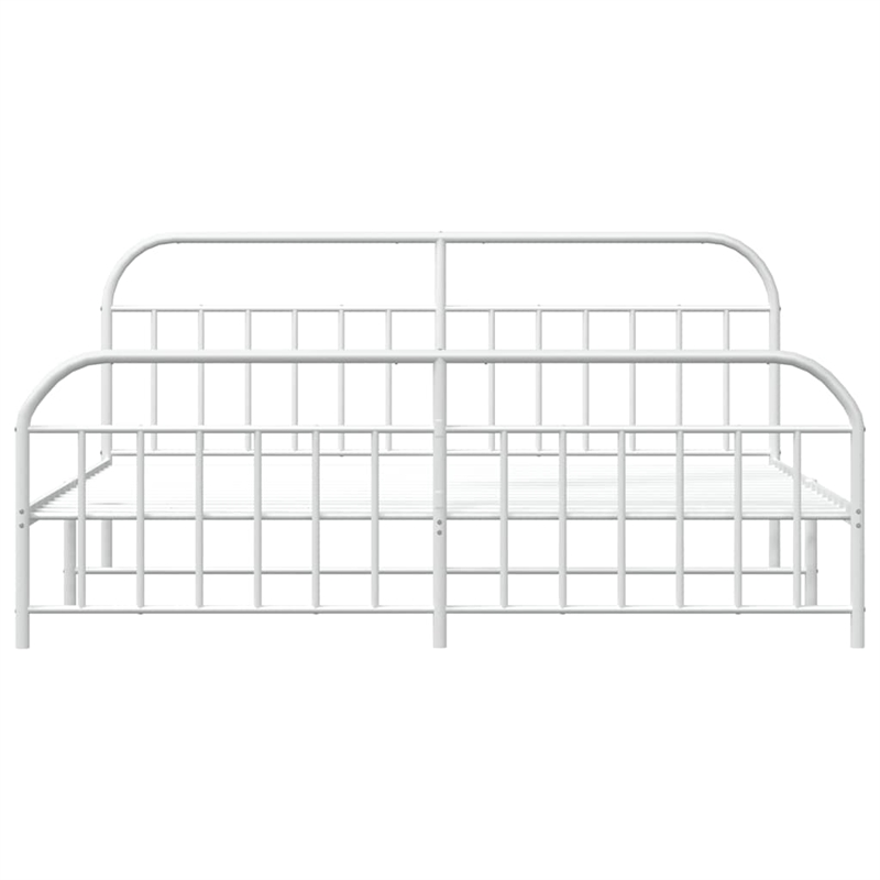 vidaXL Powder-Coated Steel King/Double Bed Frame in White