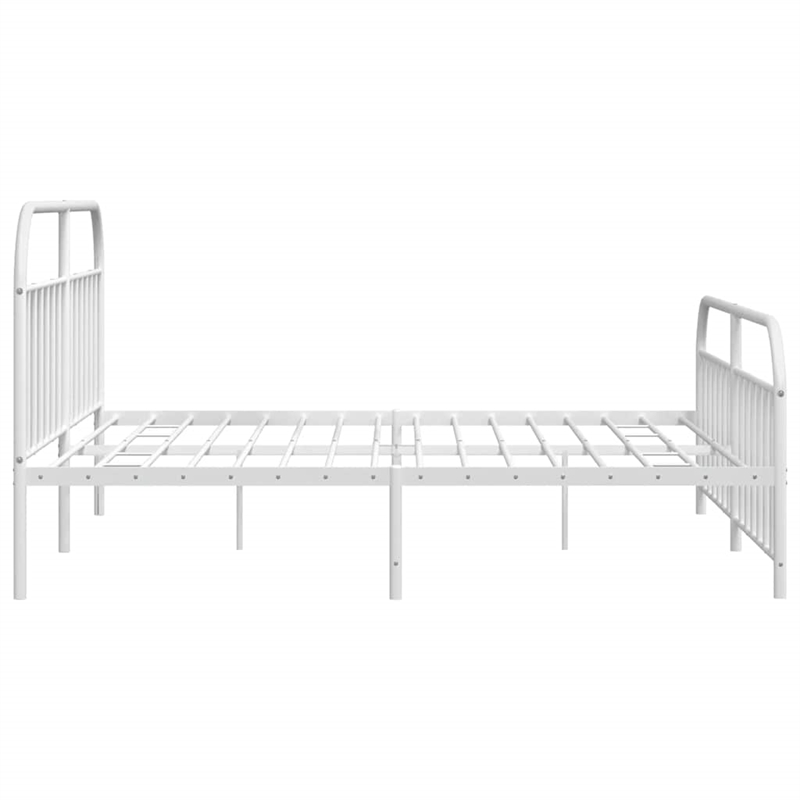 vidaXL Powder-Coated Steel King/Double Bed Frame in White