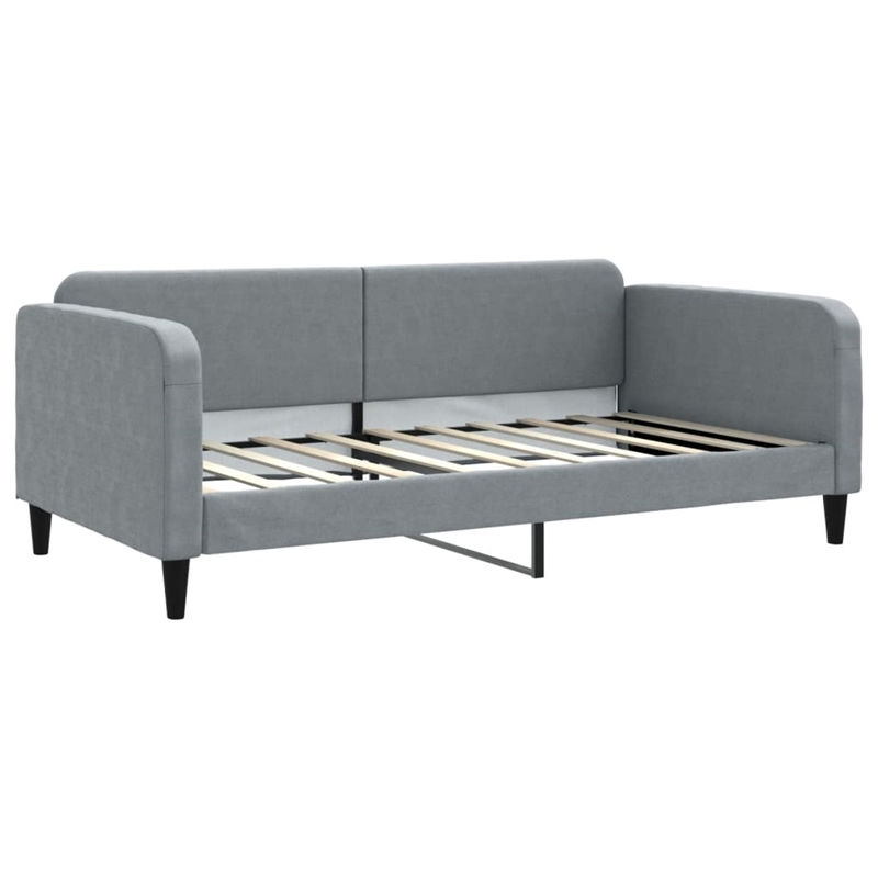 vidaXL Solid Wood Twin Day Bed in Light Grey Fabric