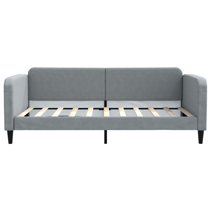 vidaXL Solid Wood Twin Day Bed in Light Grey Fabric