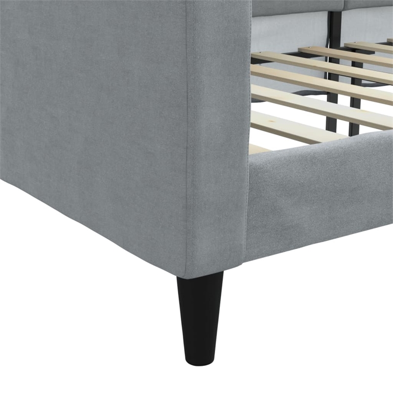 vidaXL Solid Wood Twin Day Bed in Light Grey Fabric