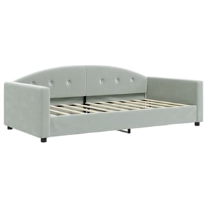 vidaXL Solid Wood Twin Day Bed in Light Grey Fabric