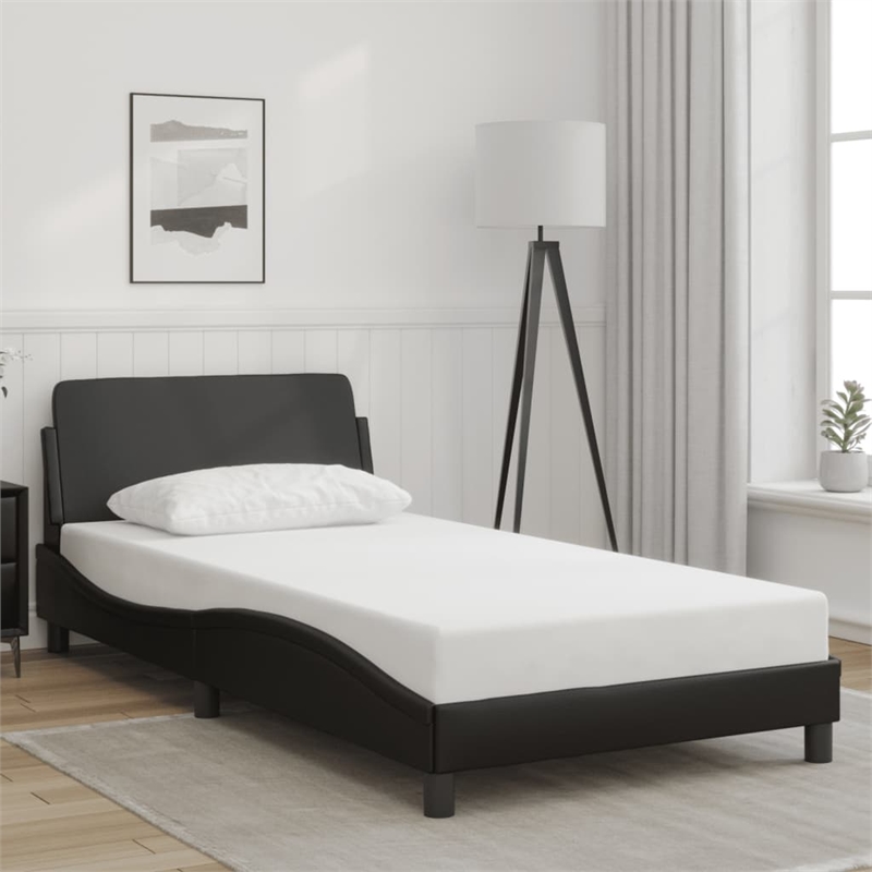 vidaXL Engineered wood Twin Bed Frame in Black