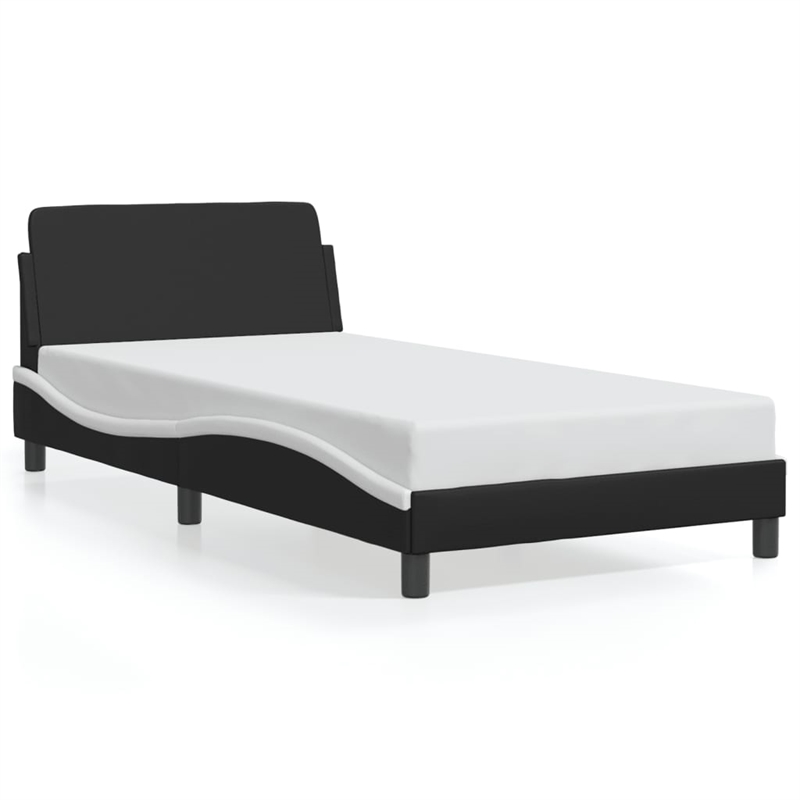 vidaXL Engineered wood Twin Bed Frame in Black and White