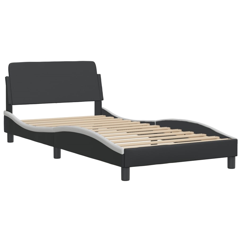 vidaXL Engineered wood Twin Bed Frame in Black and White
