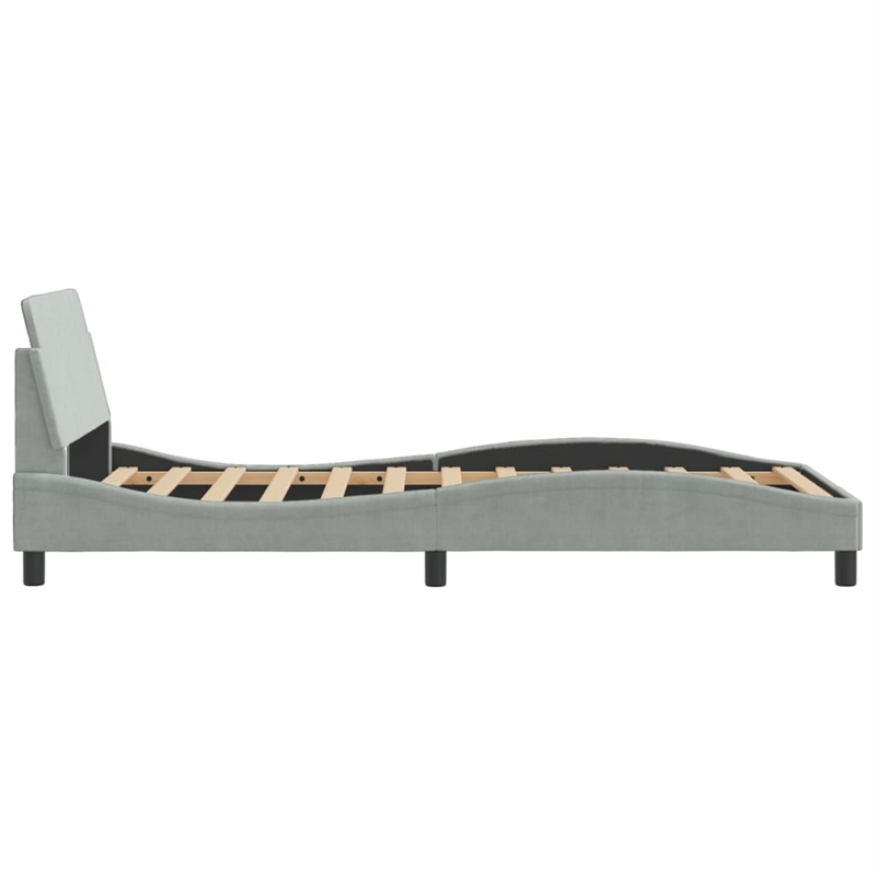 vidaXL Velvet Upholstery Twin XL Bed Frame in Light Grey
