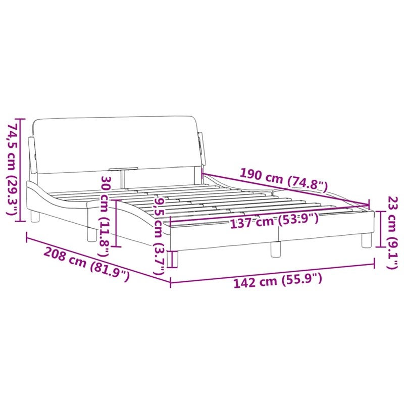 vidaXL Solid Pine Wood Bed Frame in Dark Gray