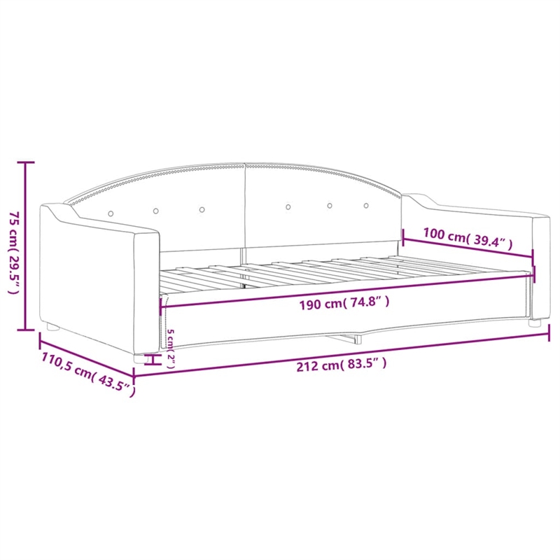 vidaXL Solid Wood Fabric Polyester Daybed in Dark Grey