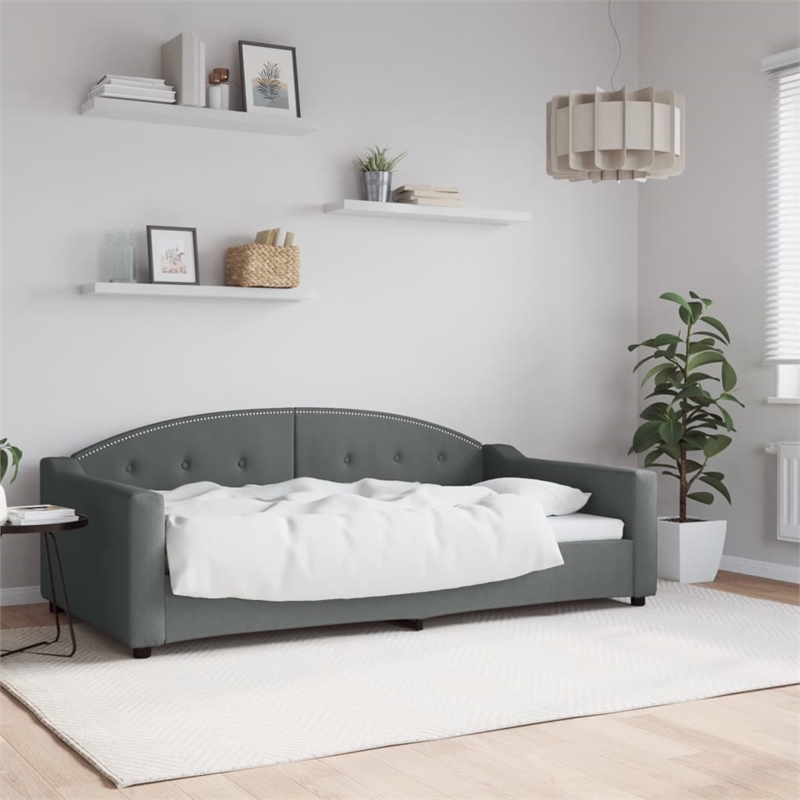 vidaXL Solid Wood Fabric Polyester Daybed in Dark Grey