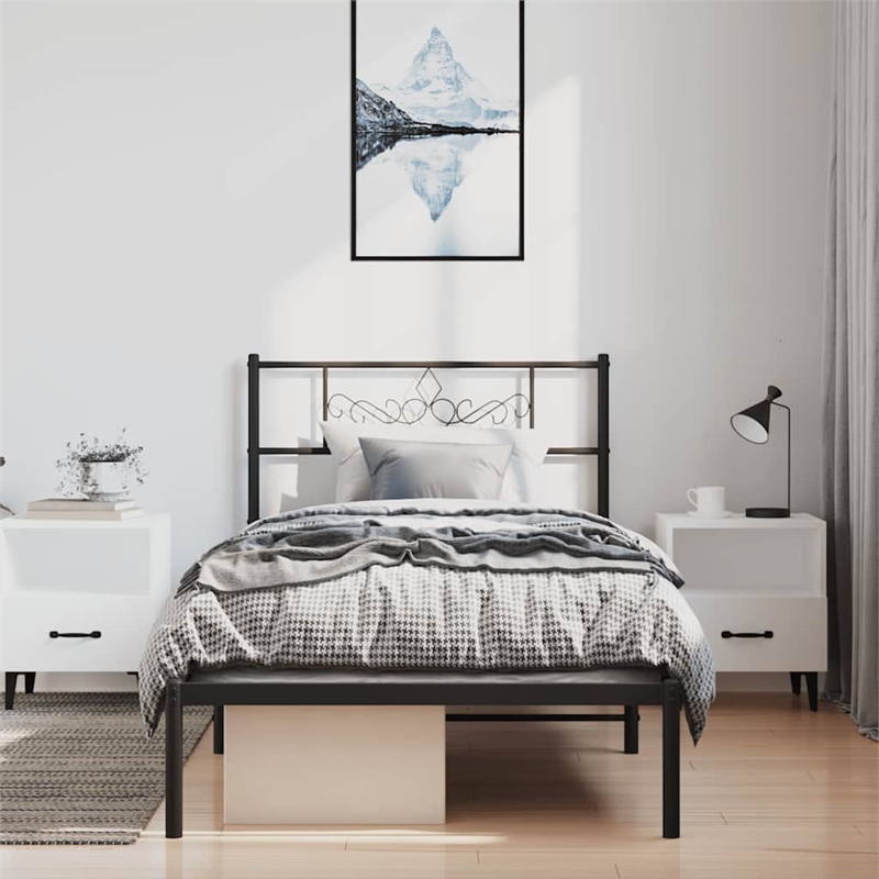 vidaXL Engineered wood Twin Bed Frame in Black