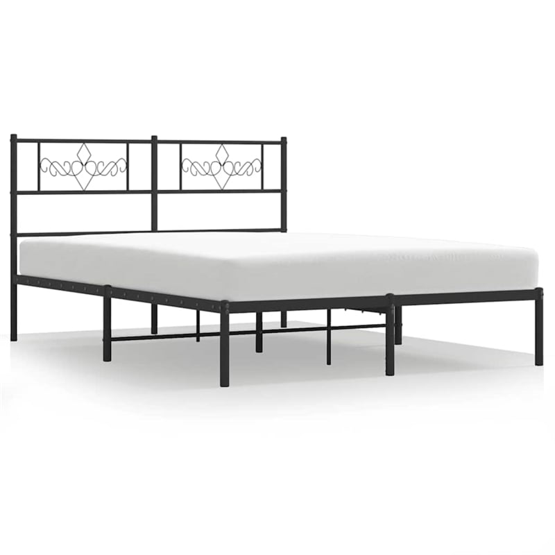 vidaXL Rectangular Traditional Steel Full Bed Frame in Black