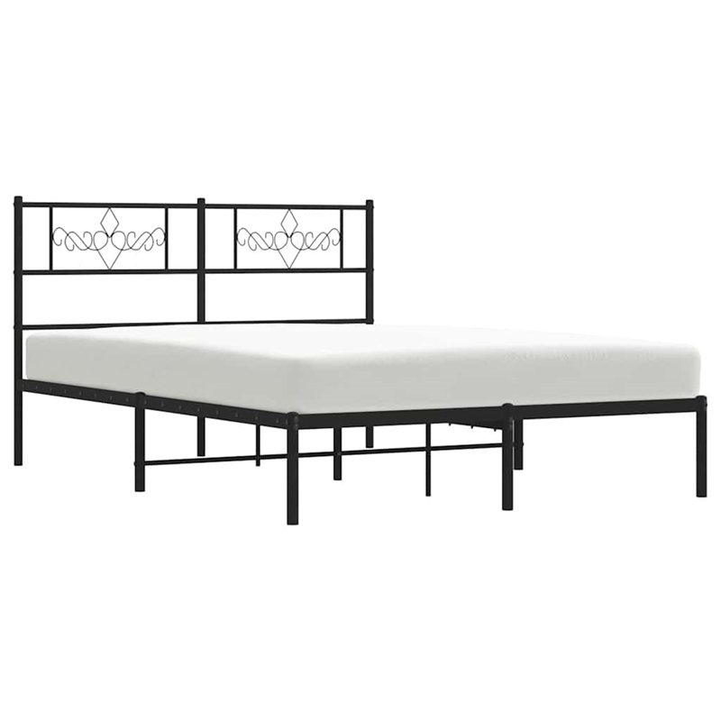 vidaXL Rectangular Traditional Steel Full Bed Frame in Black