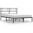 vidaXL Rectangular Metal Bed Frame with Headboard in Black