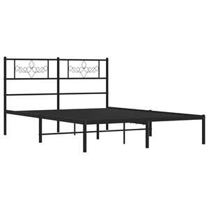vidaXL Rectangular Metal Bed Frame with Headboard in Black