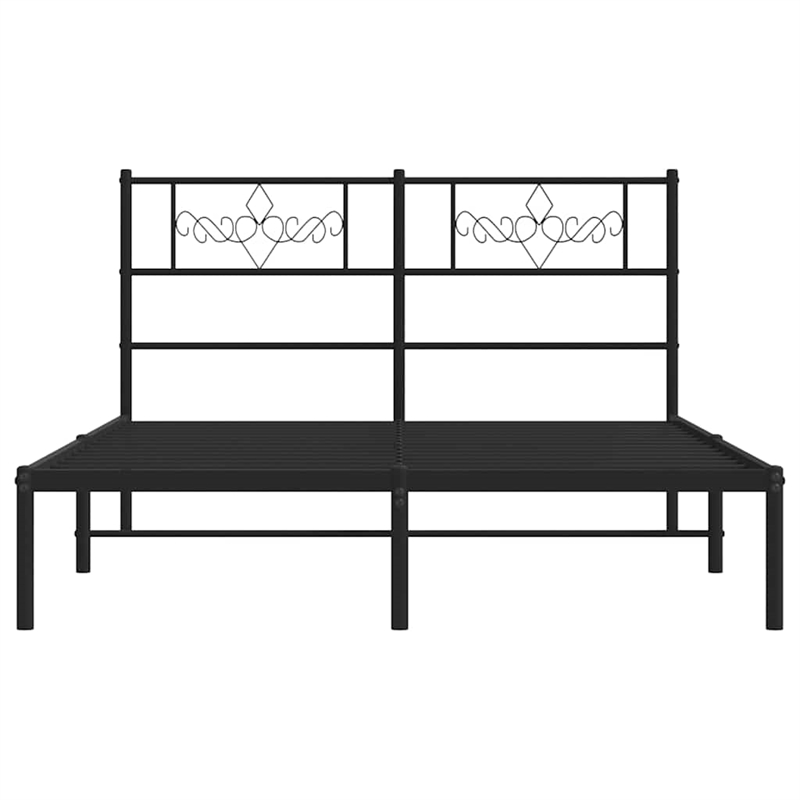 vidaXL Rectangular Metal Bed Frame with Headboard in Black