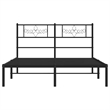 vidaXL Rectangular Metal Bed Frame with Headboard in Black