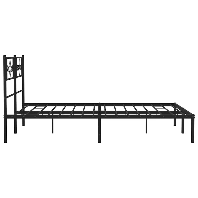 vidaXL Rectangular Metal Bed Frame with Headboard in Black