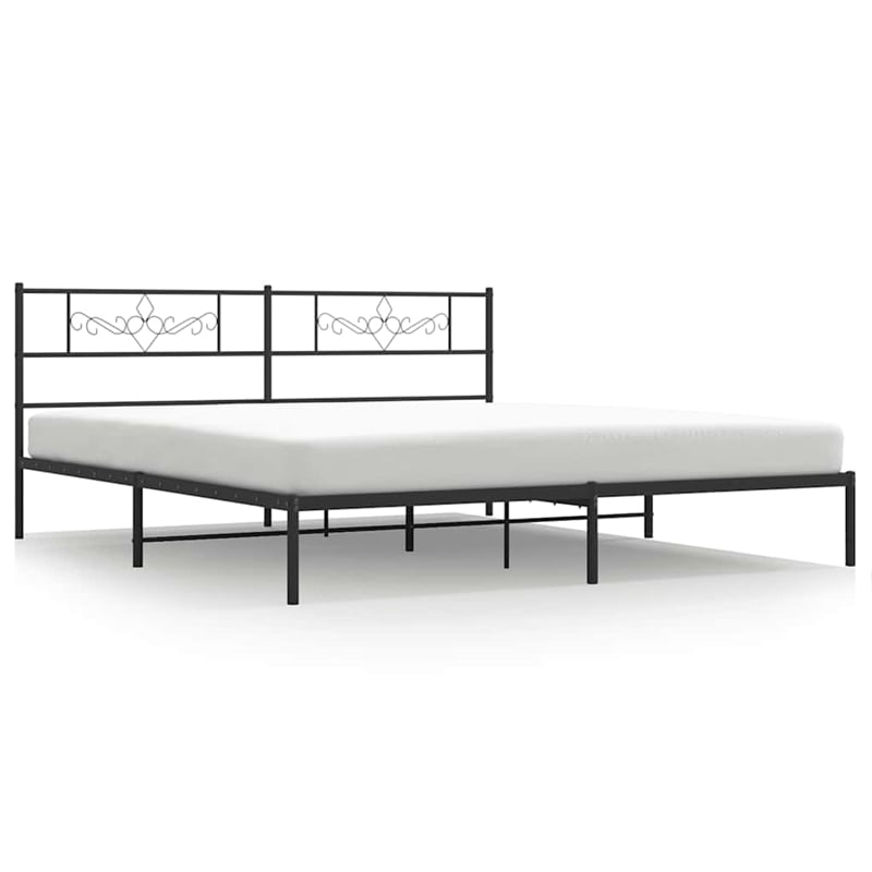vidaXL Rectangular Powder-Coated Steel Full Bed Frame in Black