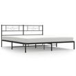 vidaXL Rectangular Powder-Coated Steel Full Bed Frame in Black