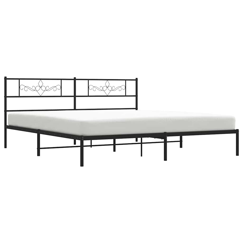 vidaXL Rectangular Powder-Coated Steel Full Bed Frame in Black