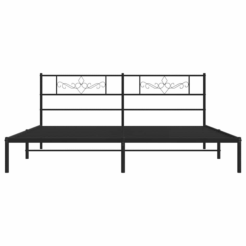 vidaXL Rectangular Powder-Coated Steel Full Bed Frame in Black