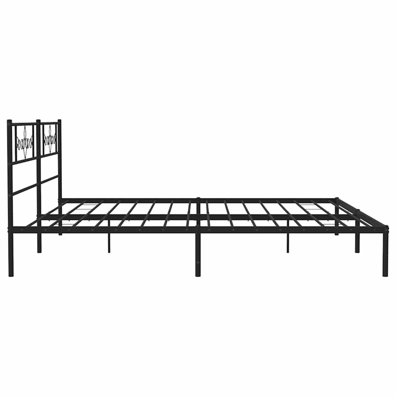 vidaXL Rectangular Powder-Coated Steel Full Bed Frame in Black