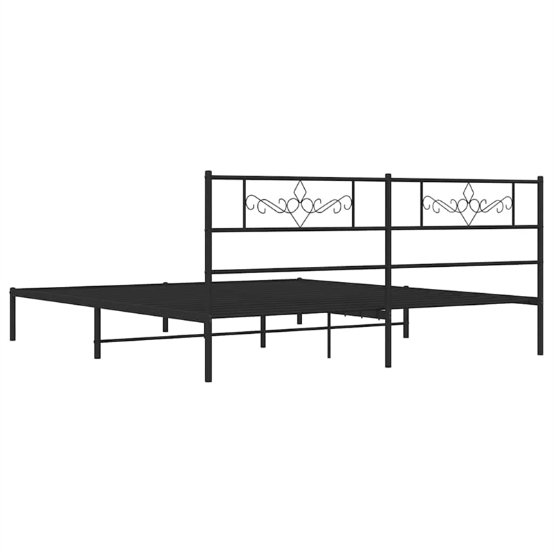 vidaXL Rectangular Powder-Coated Steel Full Bed Frame in Black
