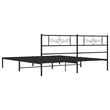vidaXL Rectangular Powder-Coated Steel Full Bed Frame in Black
