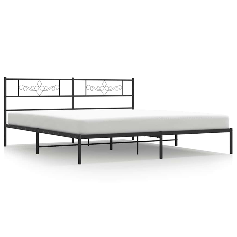 vidaXL 76 x 80 Powder-Coated Steel Bed Frame in Black
