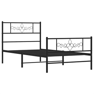 vidaXL Powder-Coated Steel Single Bed Frame in Black
