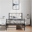 vidaXL Powder-Coated Steel Single Bed Frame in Black