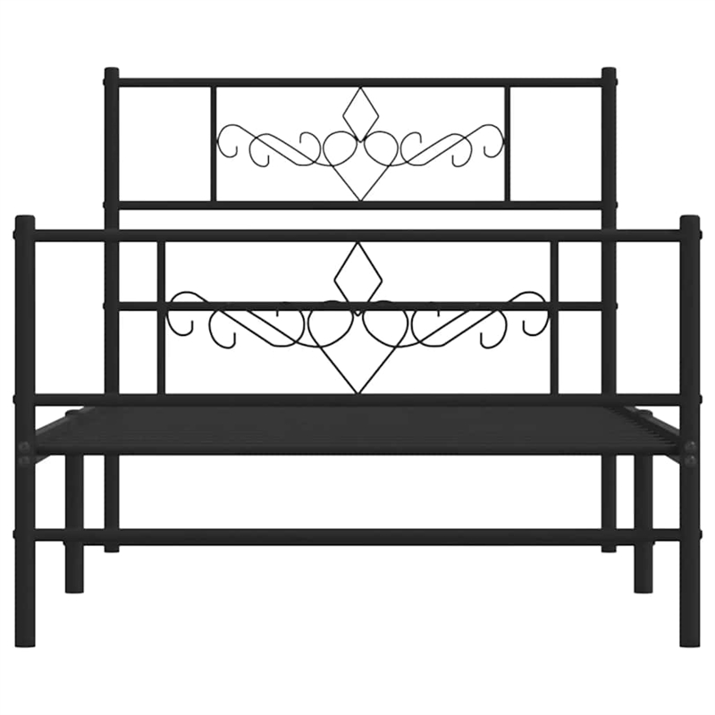 vidaXL Powder-Coated Steel Single Bed Frame in Black