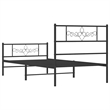 vidaXL Powder-Coated Steel Single Bed Frame in Black