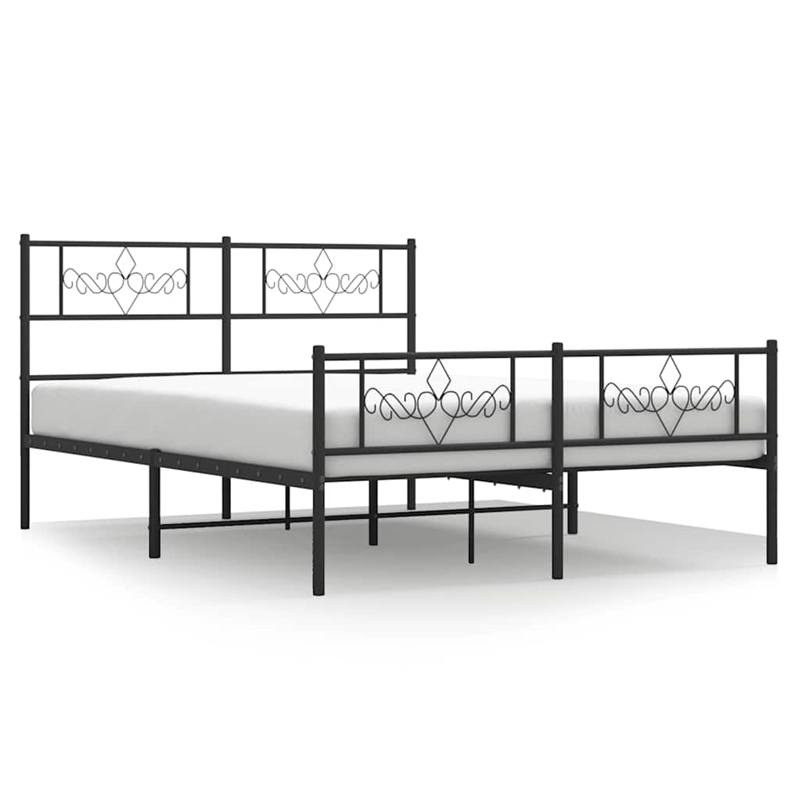 vidaXL Rectangular Powder-Coated Steel Full Bed Frame in Black