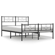 vidaXL Rectangular Powder-Coated Steel Full Bed Frame in Black