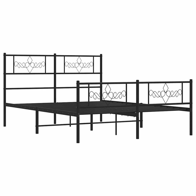 vidaXL Rectangular Powder-Coated Steel Full Bed Frame in Black
