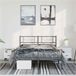 vidaXL Rectangular Powder-Coated Steel Full Bed Frame in Black
